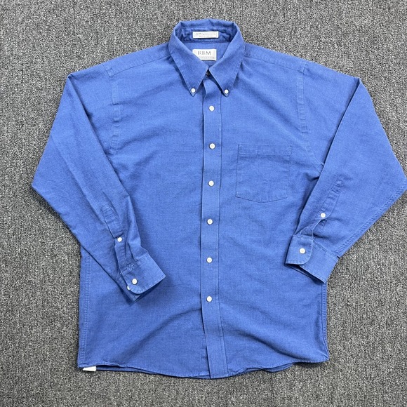 RBM Vintage Aesthetic Oxford Shirt 15.5 32-33 Blue Button Down Business Casual — photo 2